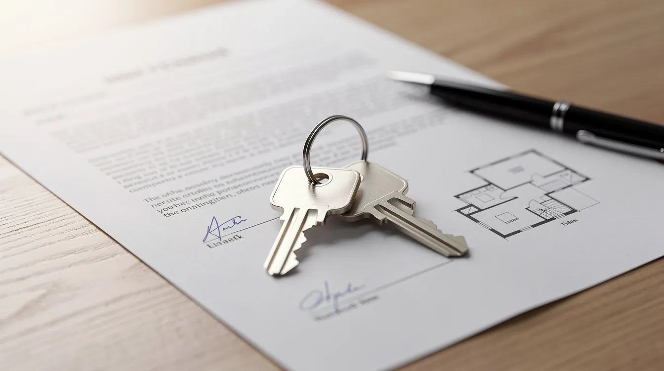 House keys resting on real estate documents, representing property ownership and the probate process a surviving spouse may need to navigate in Idaho.